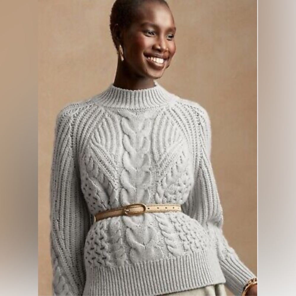 Banana Republic Luxury Cashmere Cable Knit Sweater - Picture 3 of 10
